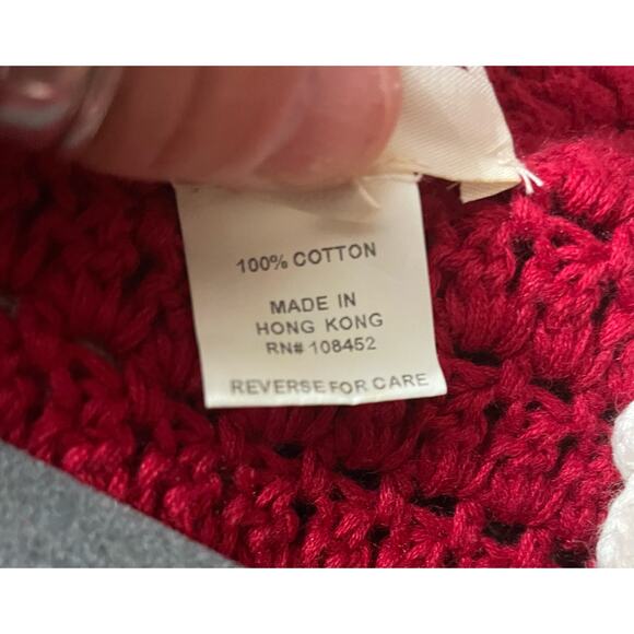 Monterey Bay Retro Cardigan Open Knit Sz XL Red Open Knit Sweater Grannycore - Picture 7 of 12